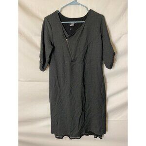 Scandi Zipper Accent Moto Gray Dress Goth Women’s 10 Medium Office Emo Neutral